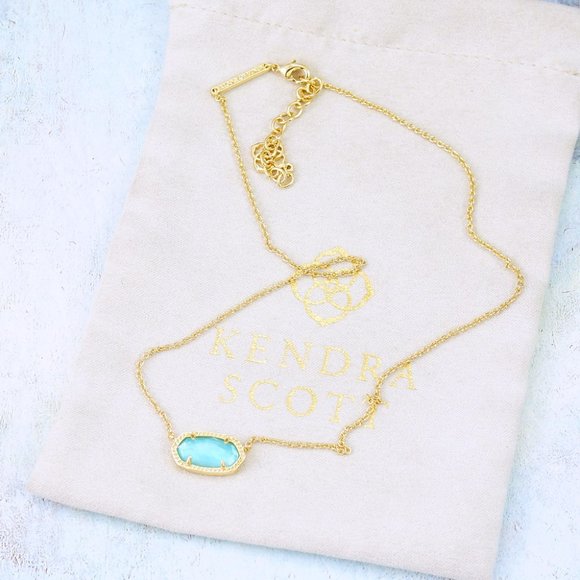 Kendra Scott Elisa Aqua Blue Illusion Necklace Gold Plated - Picture 4 of 7